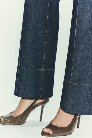 حذاء بعقب مفتوح وكعب ومقدمة مفتوحة - أخضر كاكي by Zara