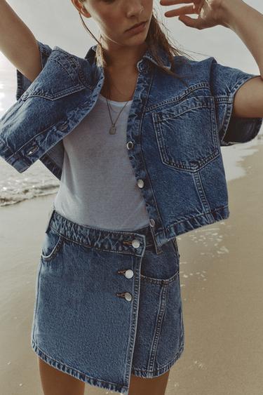 Z1975 WRAP DENIM SKORT - Mid-blue by Zara