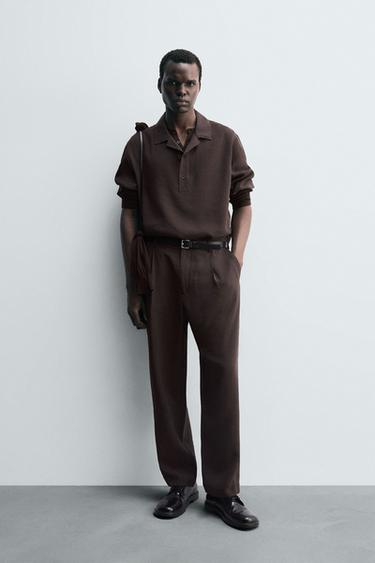 Zara 飄逸 POLO 衫 - 棕色 - 圖片 0