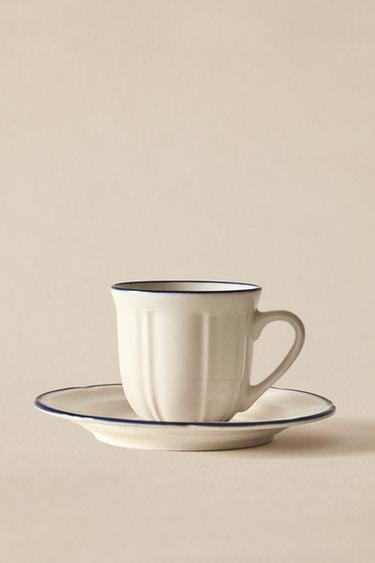 COFFEE CUP AND SAUCER WITH CONTRASTING RIM - Blue by Zara - Image 5