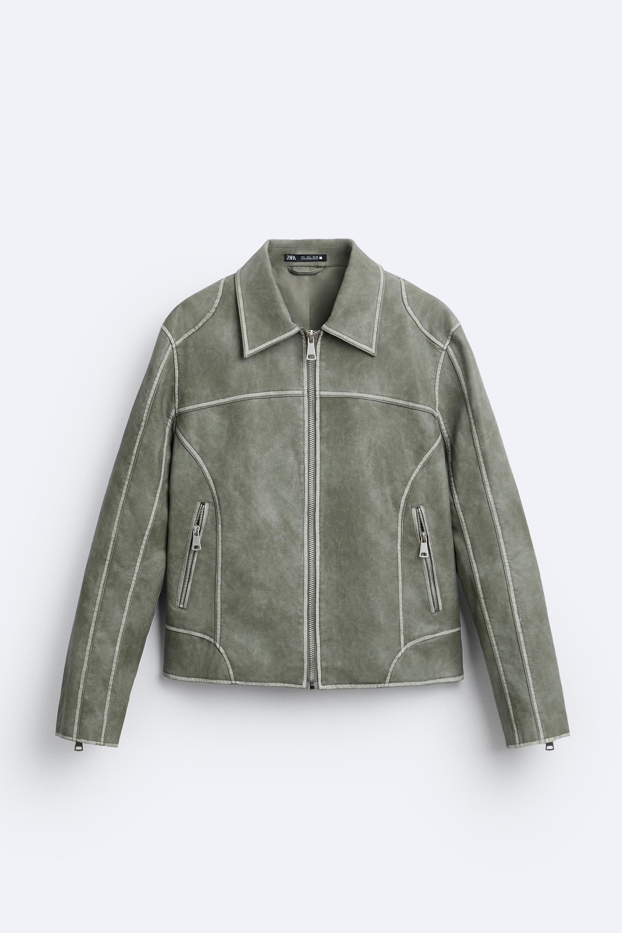 Cropped leather hot sale jacket zara