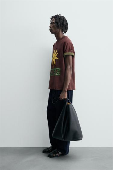 SLOGAN PRINT T-SHIRT - Chocolate by Zara - Image 3