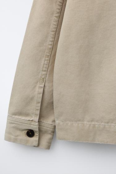 CANVAS OVERSHIRT WITH PATCH - Sand by Zara - Image 3