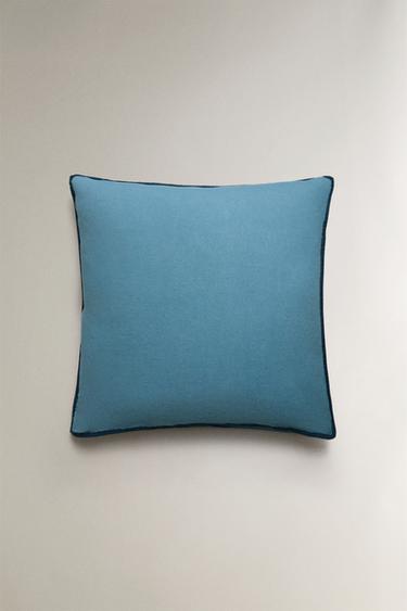 CONTRAST LINEN PILLOWCASE - Blue by Zara - Image 2