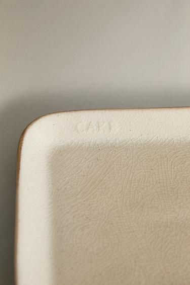 SMALL RECTANGULAR STONEWARE TRAY - Grey / Beige by Zara - Image 3