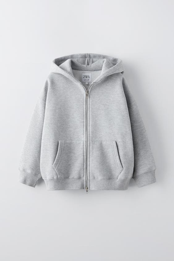 HOODIE WITH ZIP - Grey marl | ZARA United Kingdom