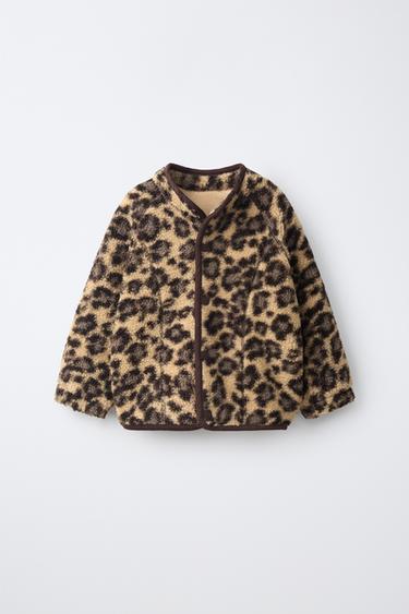 BLUSÃO COM EFEITO DE PELO ENCARACOLADO ANIMAL PRINT - Bege da Zara