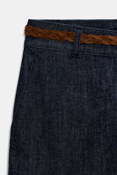 PANTALON CHINO AVEC CEINTURE TRESSÉE - Indigo de Zara - Image 4