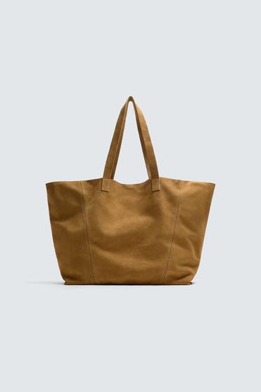 BOLSO SHOPPER PIEL - Marrón Caramelo de Zara