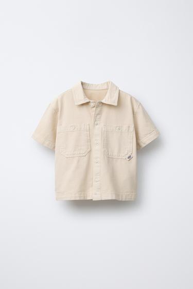 CHEMISE EN SERGE AVEC POCHES - Beige clair de Zara