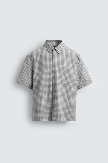 TEXTURED CHECK SHIRT - Grey marl by Zara