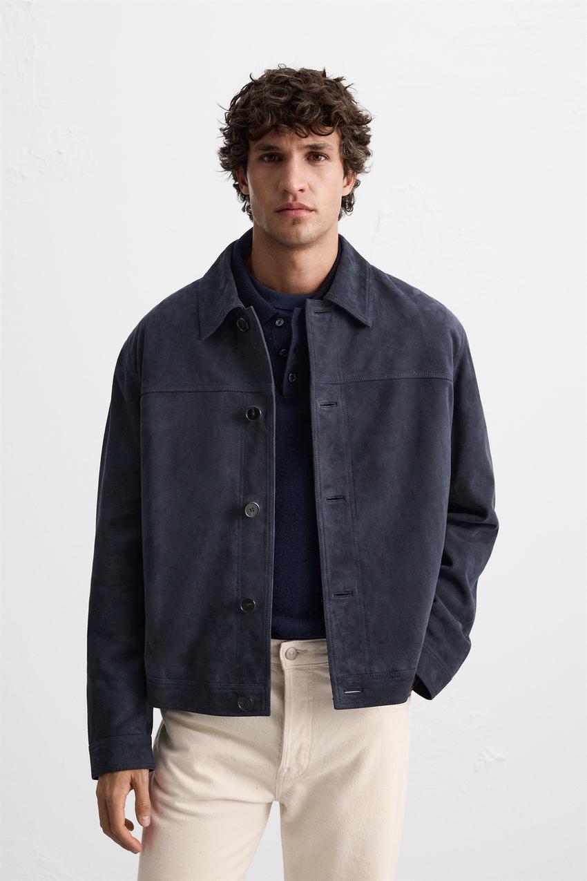 スエードレザージャケット - ネイビーブルー | ZARA Japan / 日本
