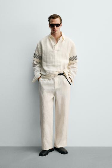 PANTALON RELAXED FIT 100% LIN - Écru de Zara