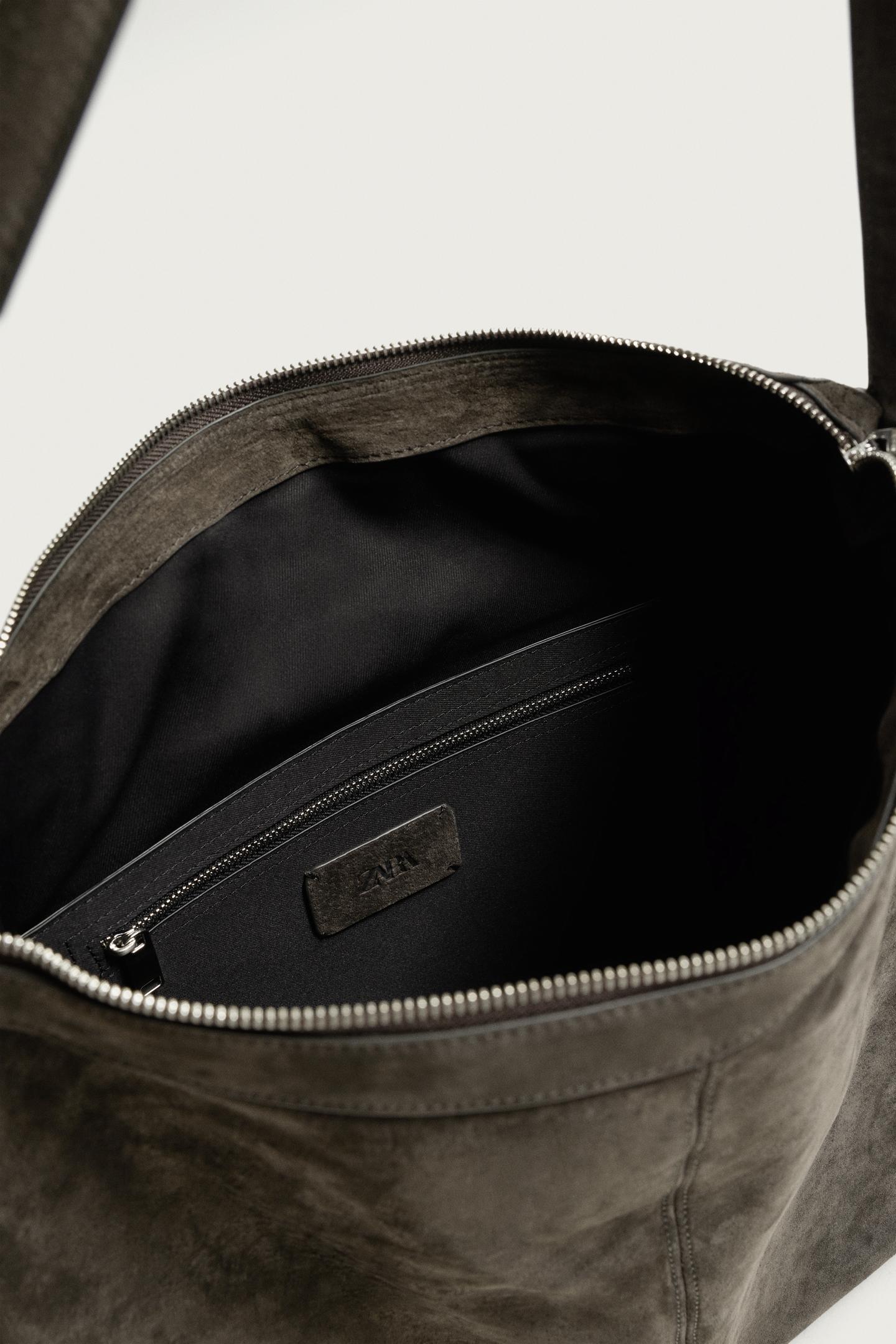 Мужская сумка Zara Leather Shoulder, цвет: Серый — фото 4
