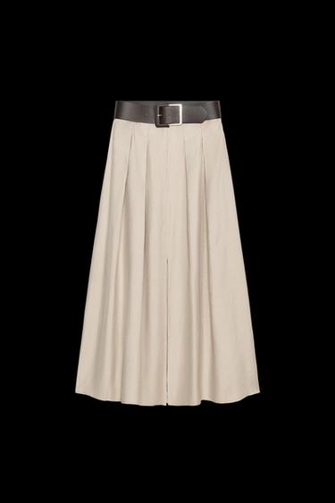 Zara BELTED MIDI SKIRT - Mid-camel