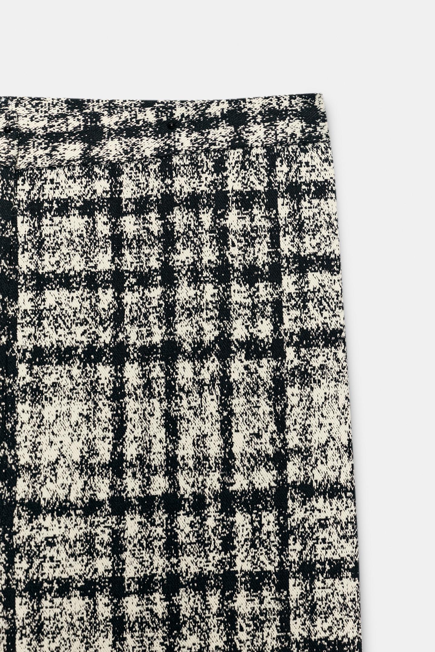 Женские брюки Zara Plaid Flare, цвет: Экрю / Чёрный — фото 9