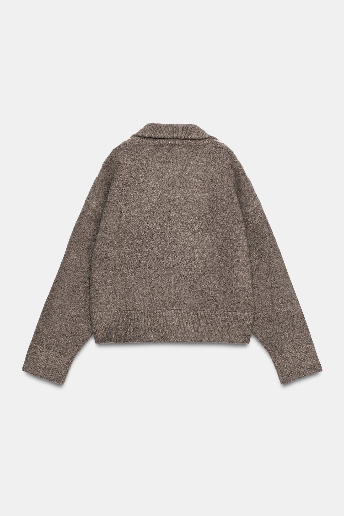 Женский кардиган Zara Argyle, цвет: Норковый меланжевый — фото 2