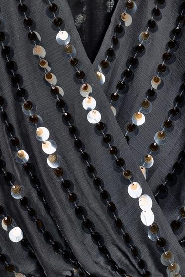 SEQUINNED BODYSUIT - Charcoal grey by Zara - Image 7