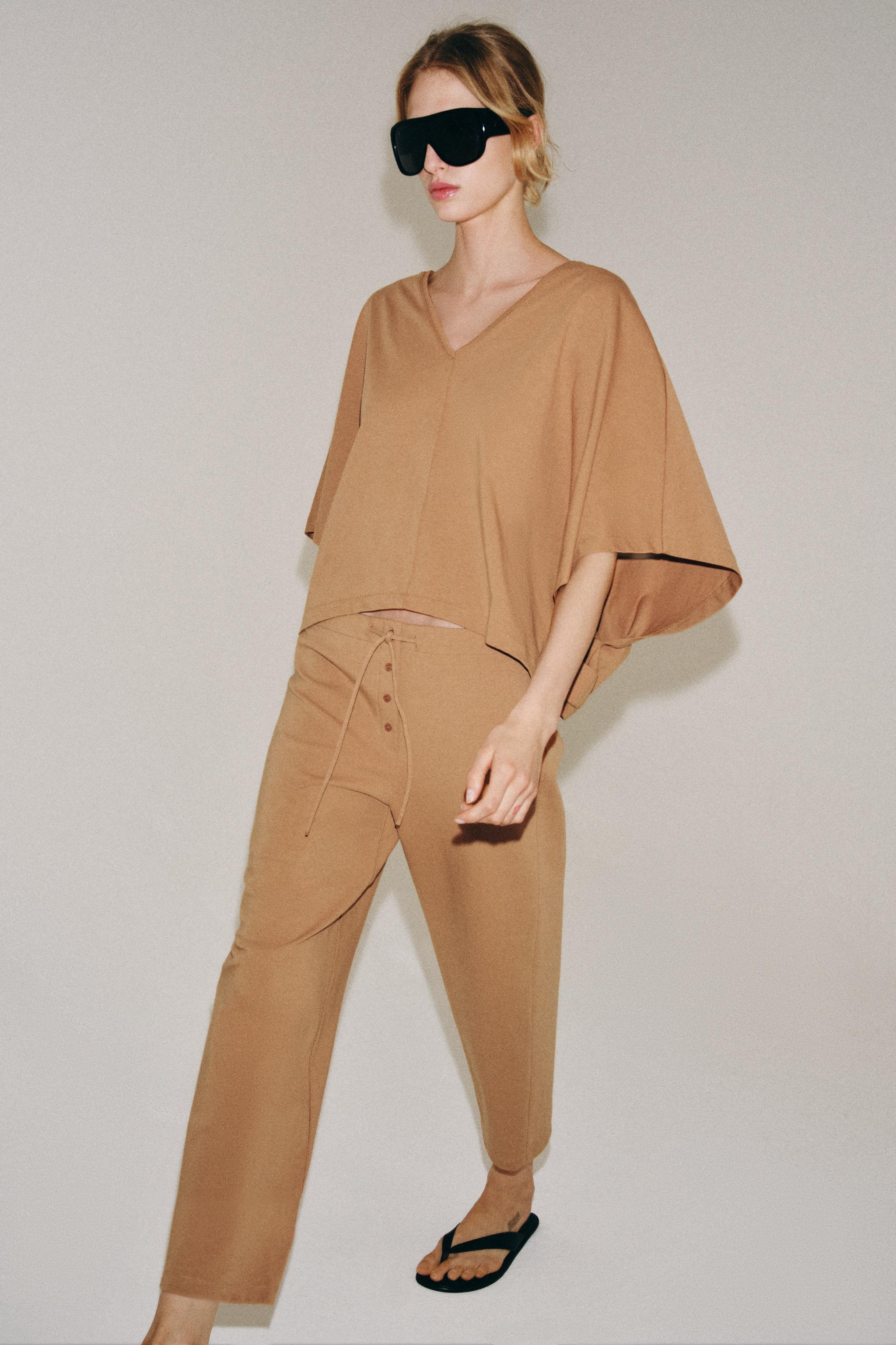 INTERLOCK TAPERED PANTS — Mid-camel