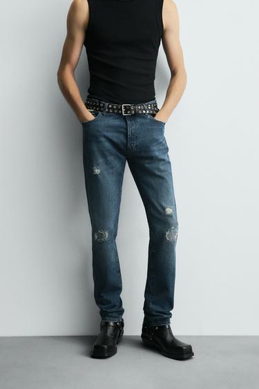 RIPPED SLIM FIT JEANS BOBBY GILLESPIE X ZARA - Blue by Zara