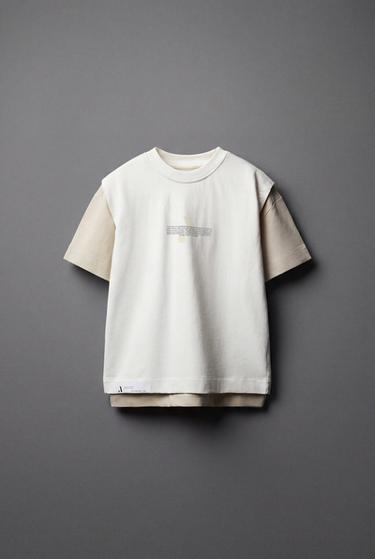 تيشرت سبورتي مزدوج - CAMEL/WHITE  by Zara