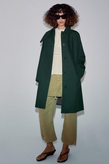 TRENCH MIDI ZW COLLECTION - Verde gris de Zara - Imagen 0