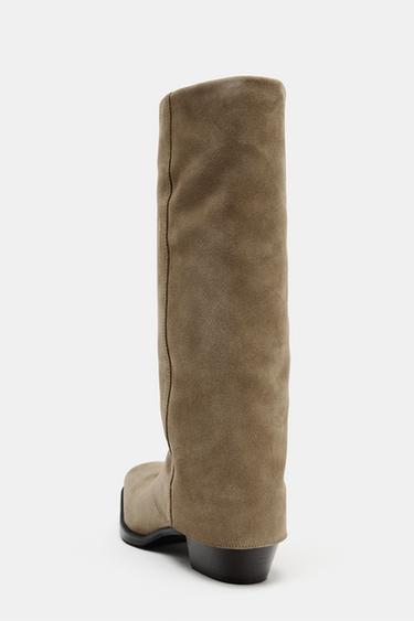 BOTTES EN CROÛTE DE CUIR - Marron de Zara - Image 5