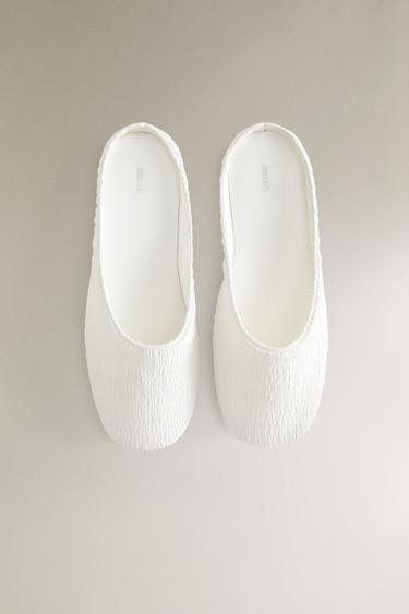 CHAUSSONS PLISSÉS SEMELLE CUIR - Blanc de Zara - Image 2