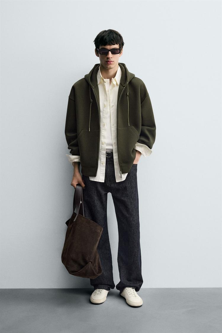 NEOPRENE EFFECT HOODIE SWEATSHIRT Dark green ZARA United States