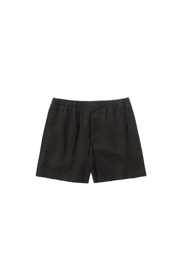 Zara 100% LINEN BERMUDA SHORTS - Anthracite grey