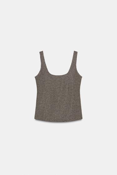TOP À BRETELLES EN FIL MÉTALLISÉ - Doré de Zara - Image 5