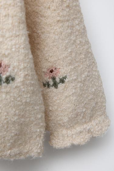KNIT SWEATER WITH FLORAL EMBROIDERY - Light beige by Zara - Image 2