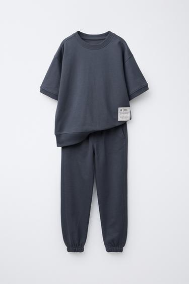 Zara LABEL SWEATSHIRT AND JOGGER SET - Anthracite grey