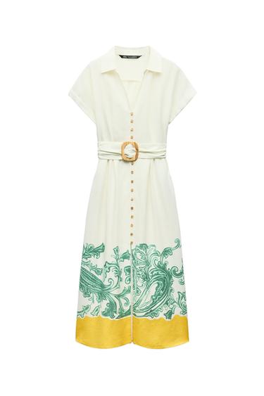 MEANDER PRINT SHIRT DRESS