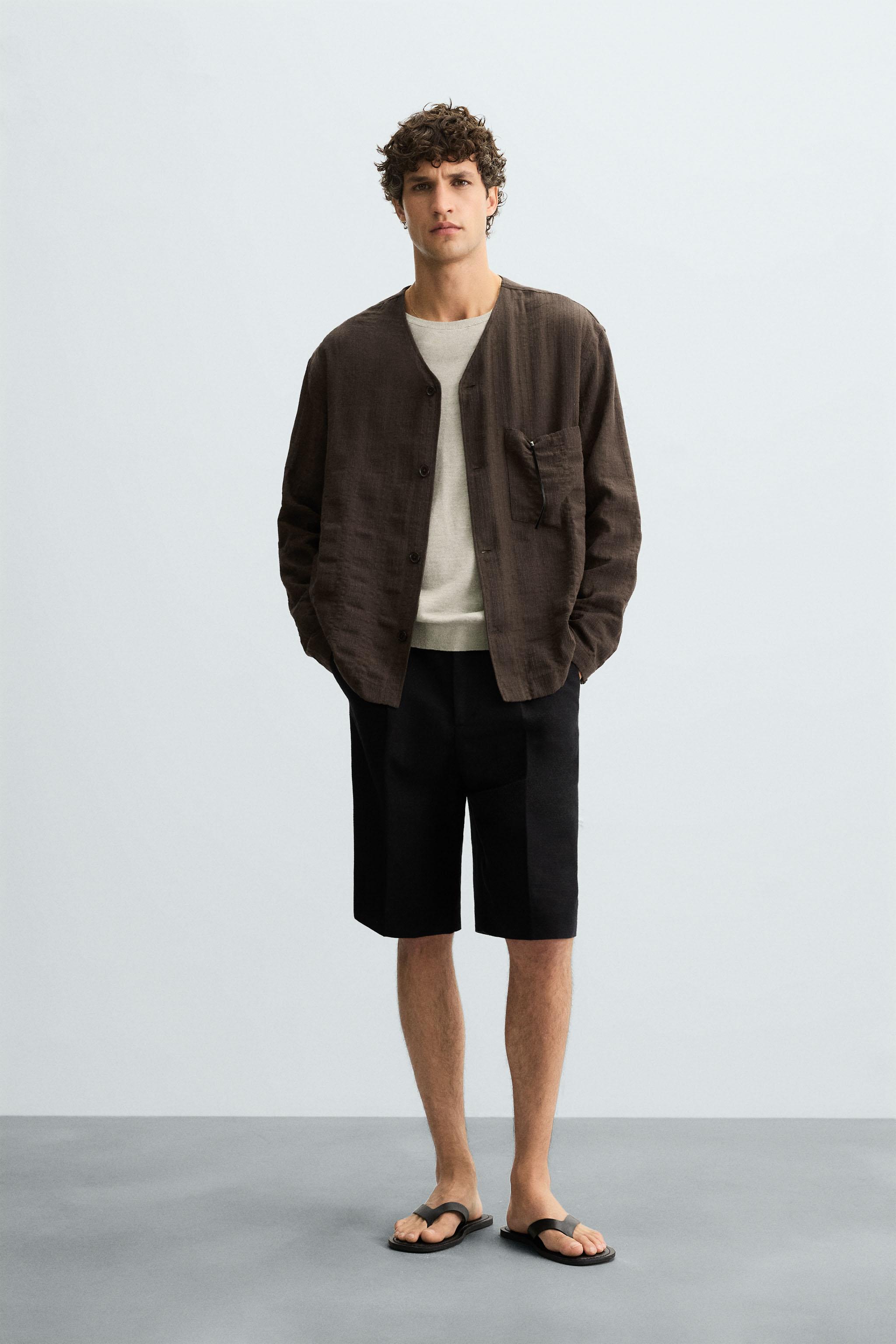STRIPED JACQUARD SHIRT - Brown | ZARA United States