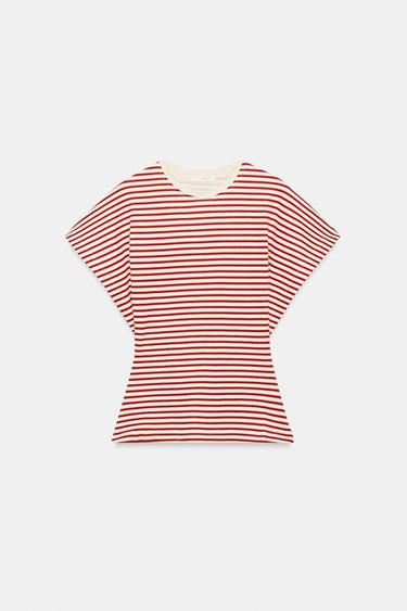 STRIPED SLIM FIT T-SHIRT - Red Stripe by Zara