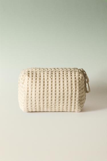 WAFFLE-KNIT FABRIC WASH BAG - Ecru White by Zara - Image 0