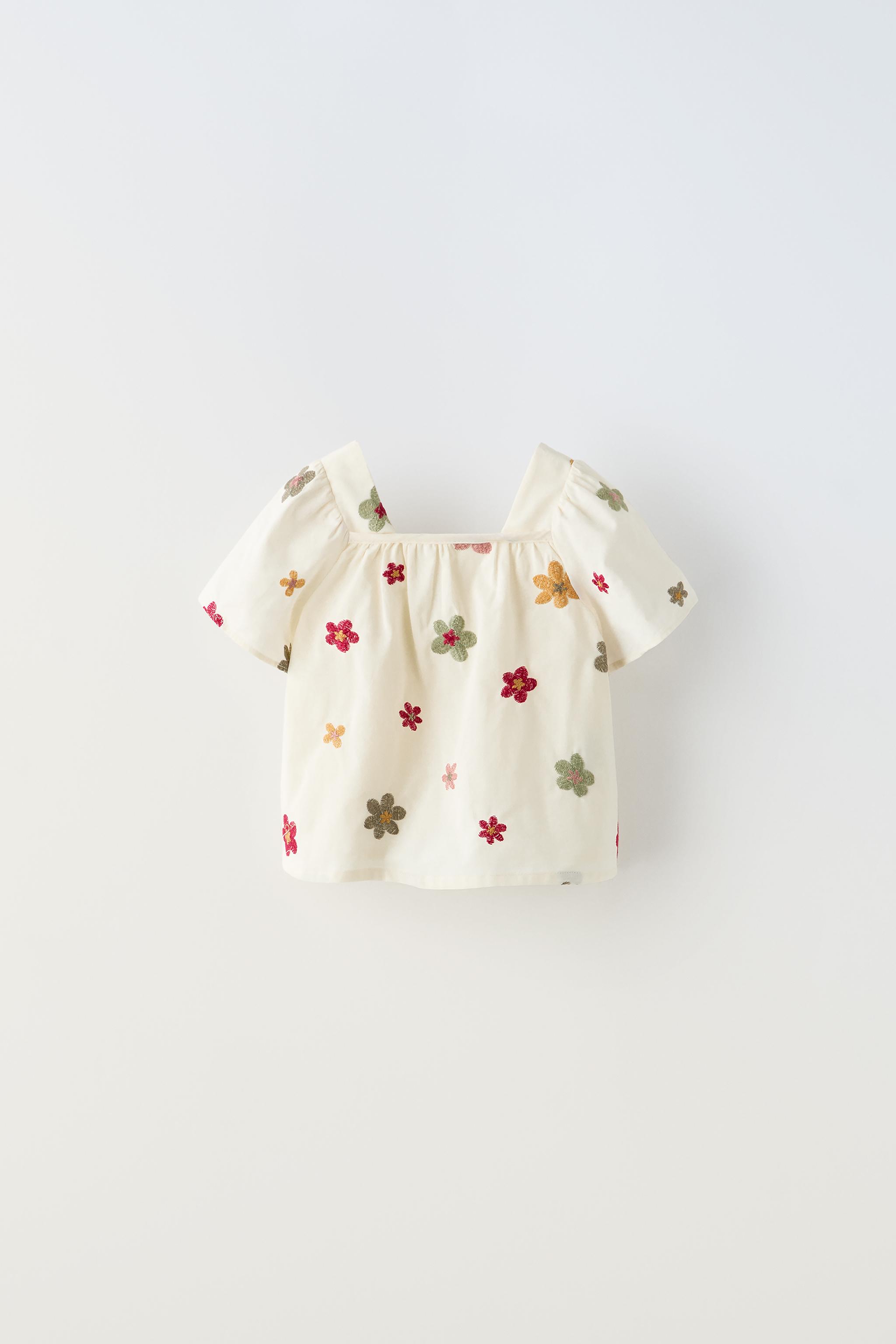 DONDUP KIDS floral-embroidery mesh blouse - White