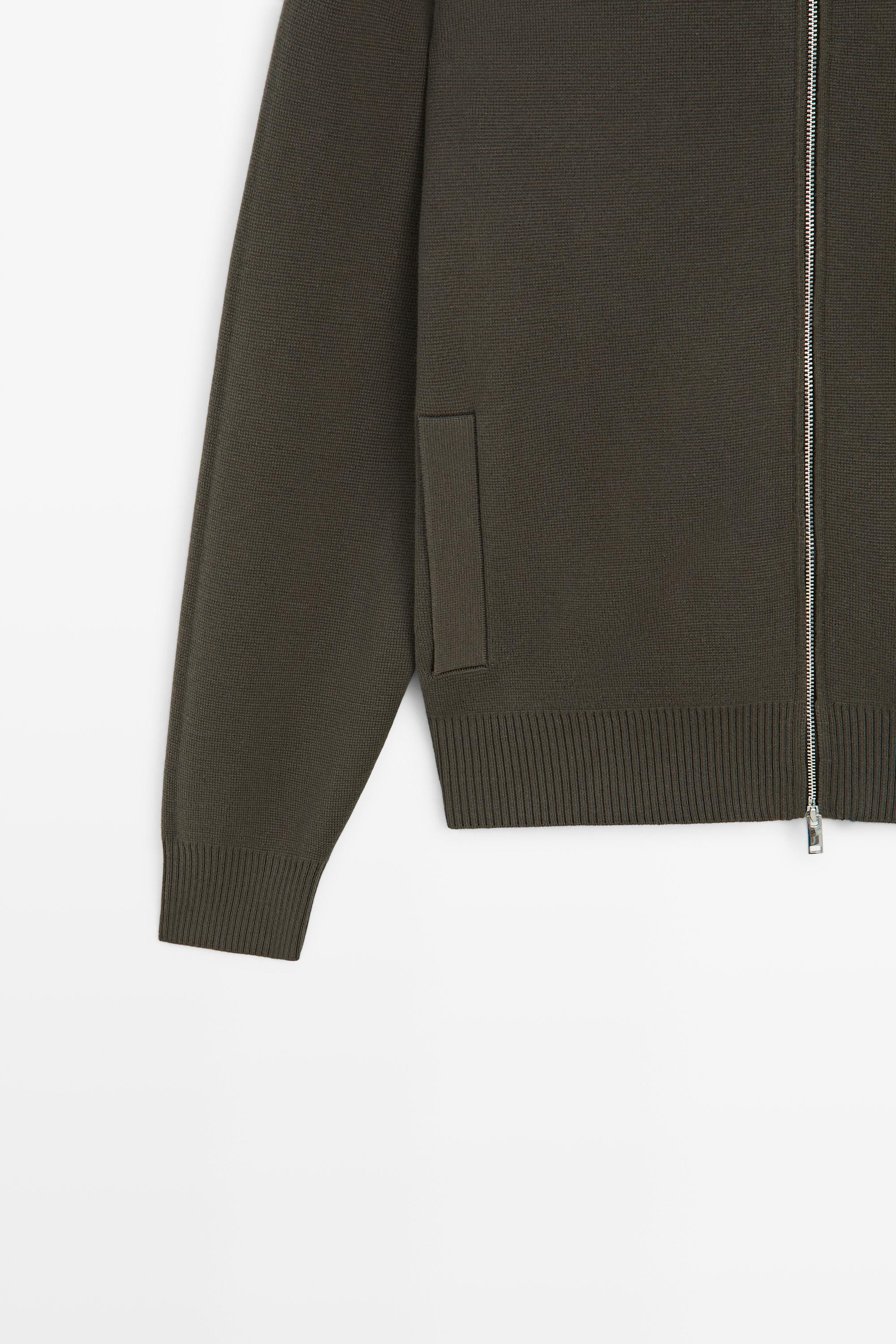 100% cotton zip-up knit cardigan