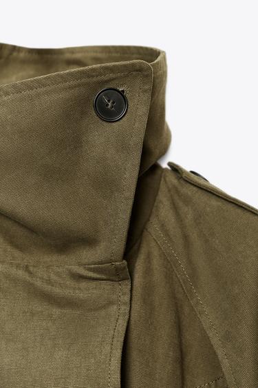 BELTED COTTON TRENCH COAT - Dark khaki by Zara - Image 8