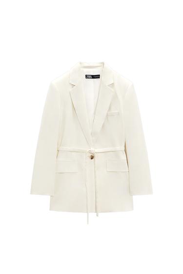 LINEN BLEND BLAZER WITH BELT