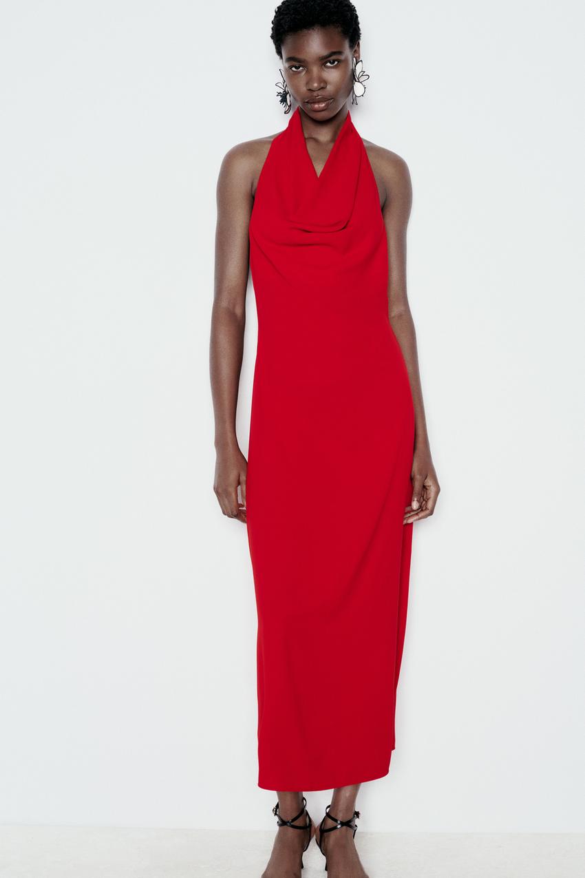 Vestido Midi Vestido Rojo Mujer Vestido Rojo Midi Zara Zara
