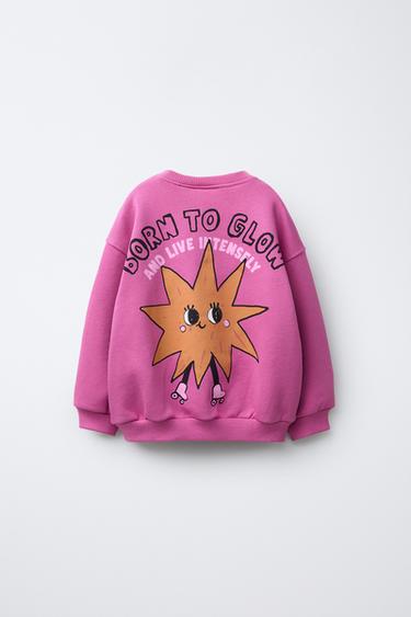 SWEATSHIRT COM ESTAMPADO - Rosado-escuro da Zara