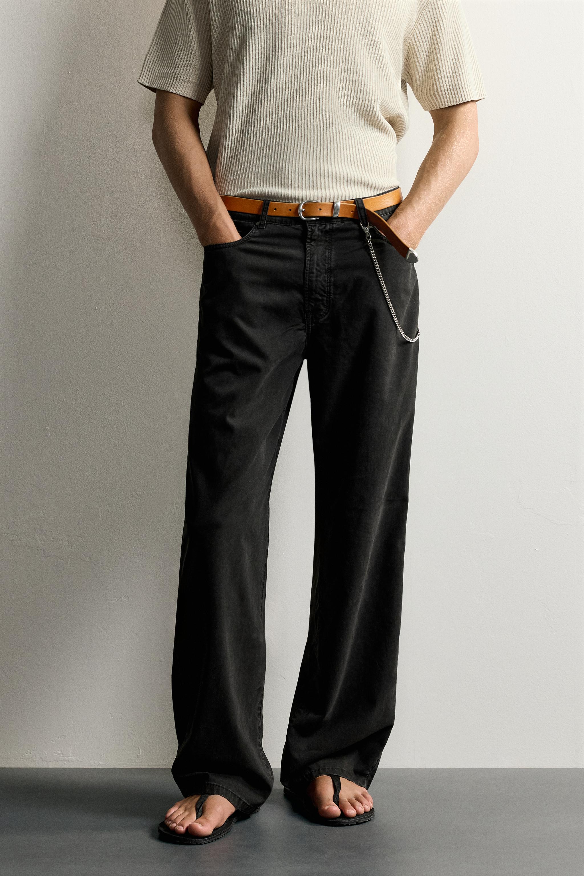 LYOCELL COTTON STRAIGHT FIT TROUSERS