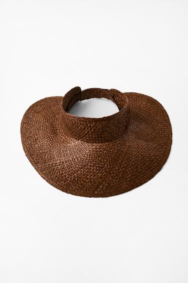 VISIÈRE EN RAFIA 100% TRESSÉ - Marron de Zara