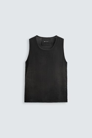 TOP TANK EFECTO ARRUGADO - Negro de Zara