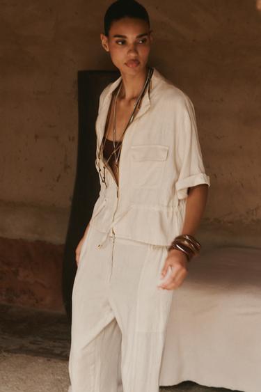 CHEMISE SAFARI AVEC LIN - Sable de Zara - Image 2