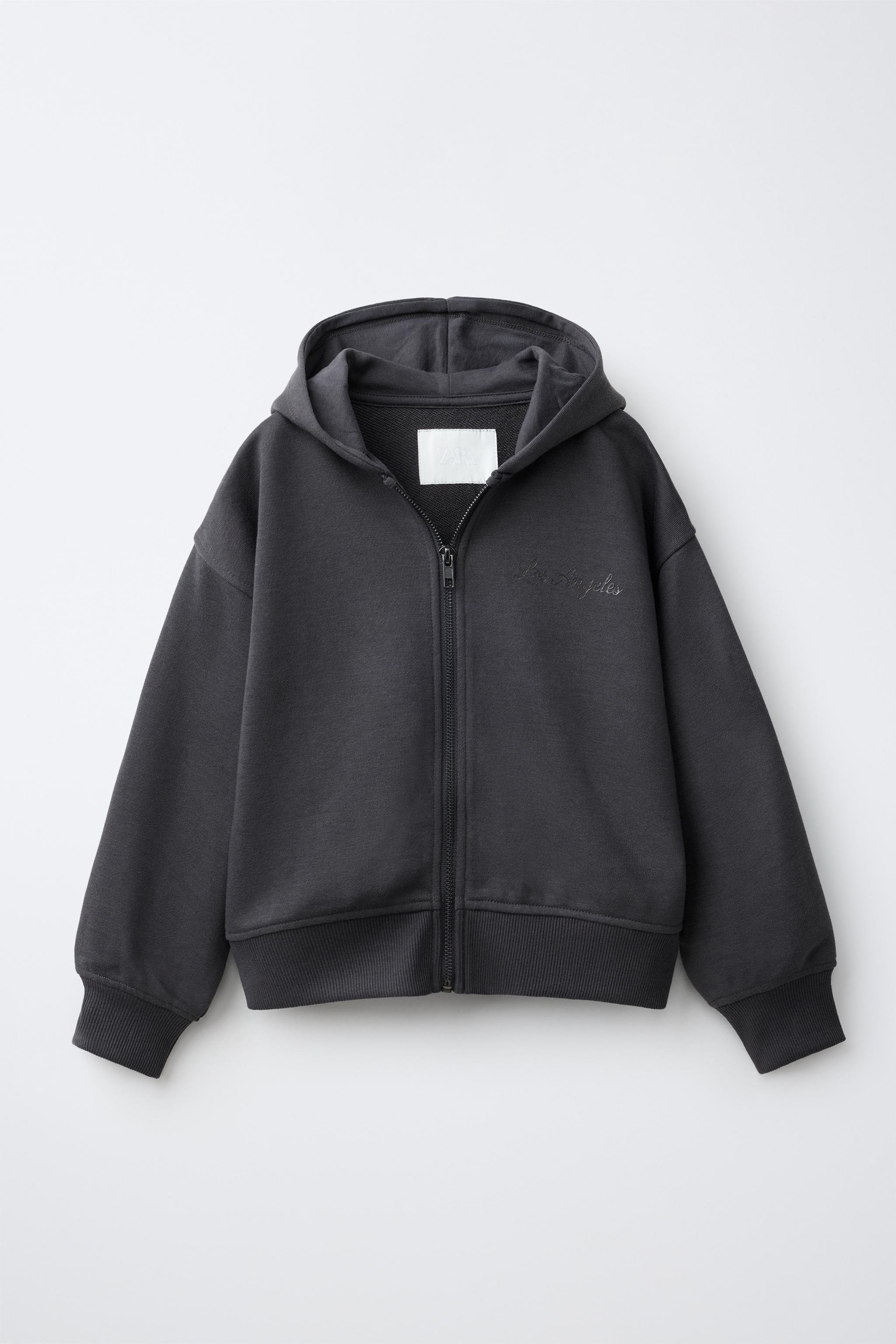 SEQUINED WING ZIP HOODIE — Anthracite grey