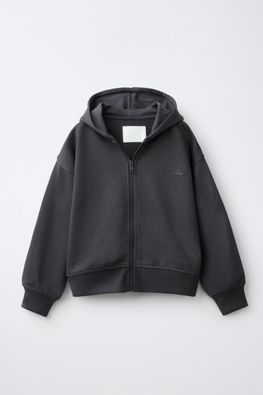 WING SEQUIN ZIP-UP SWEATSHIRT - Anthracite grey by Zara