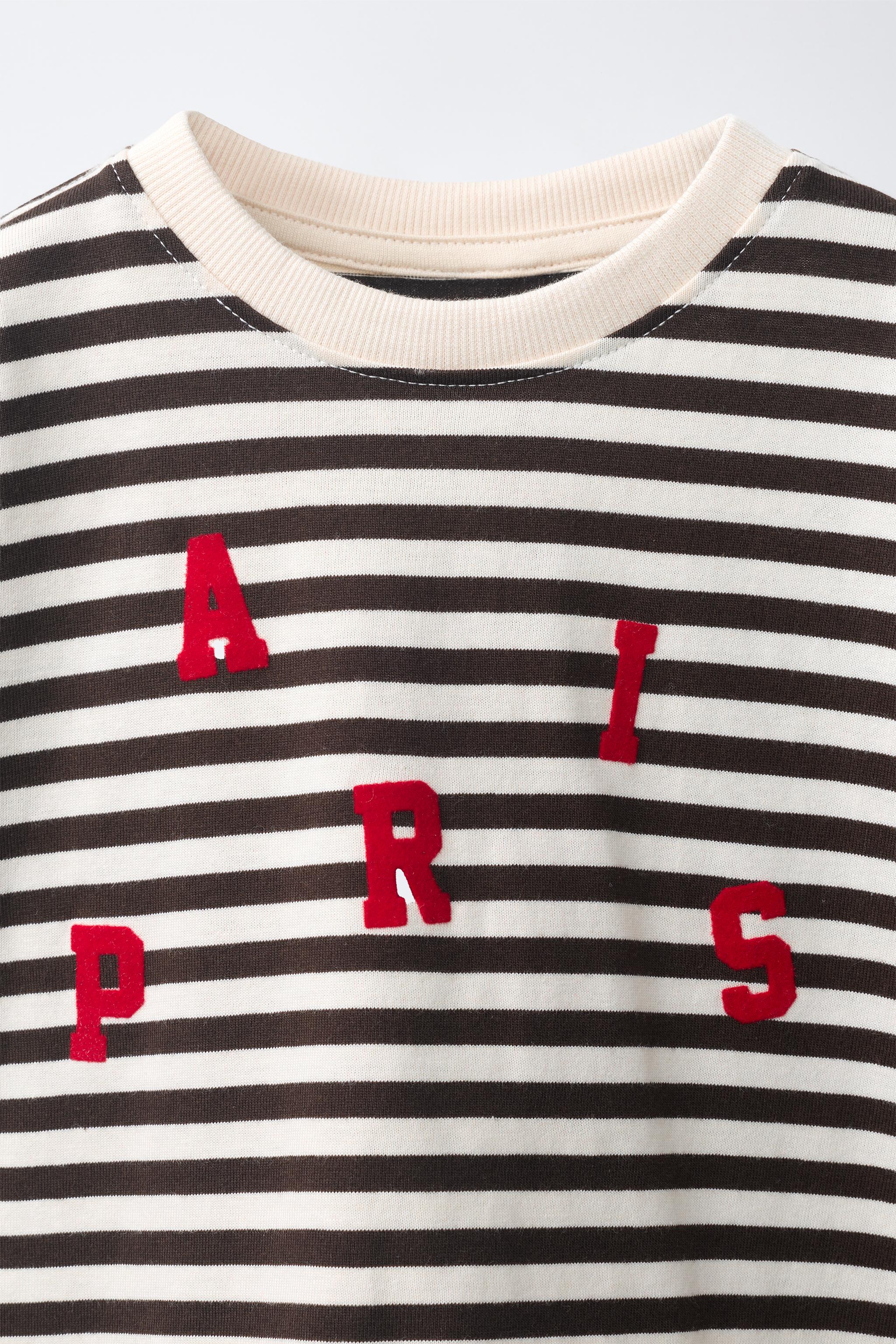 STRIPED FLOCKED LETTER T-SHIRT